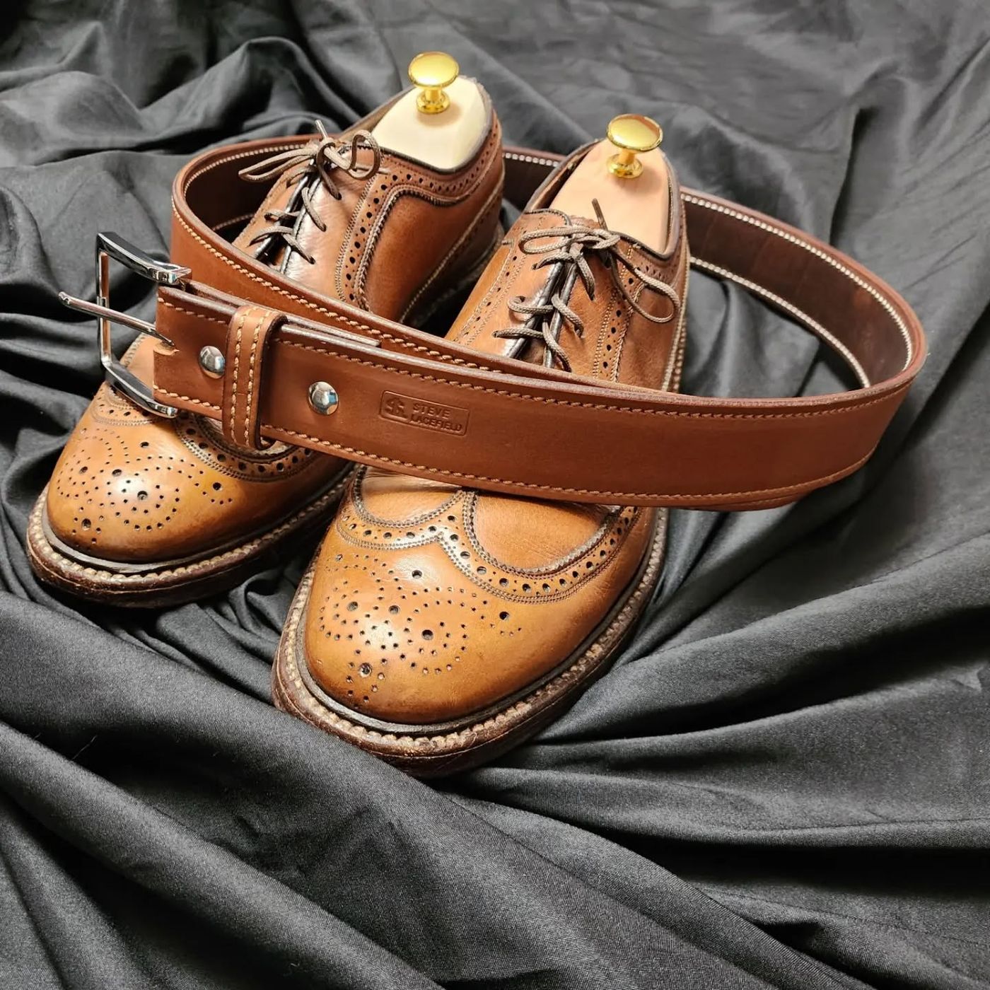 Customer belts made by Lacefield Leather