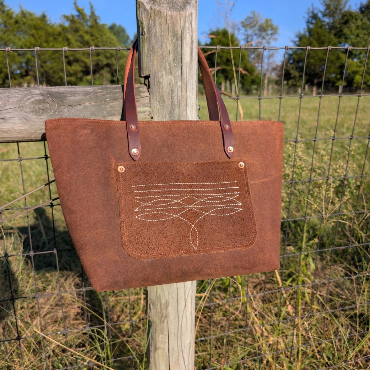 Handmade leather tote